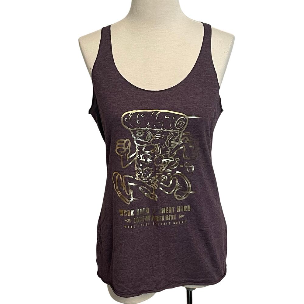 Reebok Women’s Running Pizza Tank Top Workout Fitness Purple Size Medium